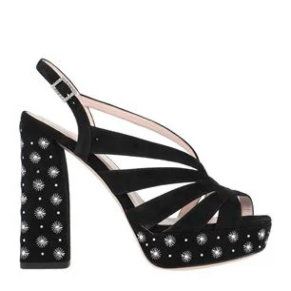 Roger Vivier Suede Crystal Embellishments Slingback Sandals Women's Size:9/5 -10 - Picture 3 of 16